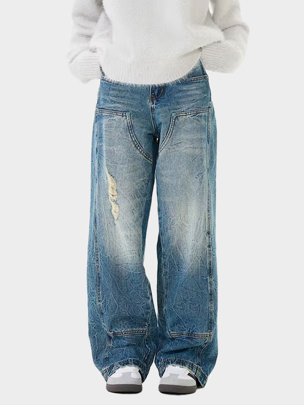 Looseywear – Distressed-Jeans mit weitem Bein