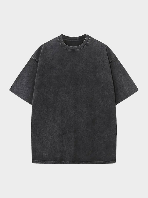 Streetwear-inspired oversized black t-shirt with a faded vintage look