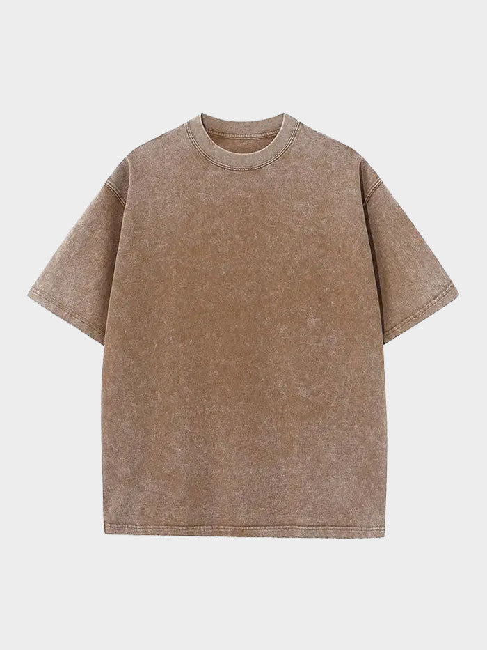 Casual khaki t-shirt in oversized cut with washed vintage appearance